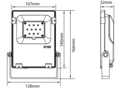 Dimensions projecteur 10W RGW CW WW