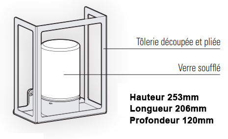 Dimensions applique ROGER PRADIER Hugy