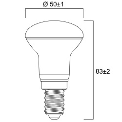 Dimension ampoule réflecteur R50 4.9W E14 230V