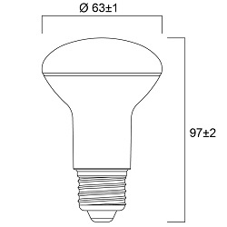 Dimensions ampoule réflecteur R63 7W E27 230V