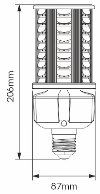 Dimensions lampe BENEITO OBO 36W E27/E40 230V