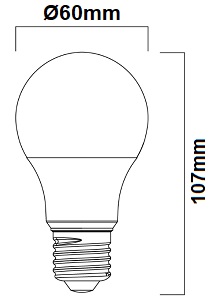 Dimensions ampoule standard 4,9W et 8W culot E27