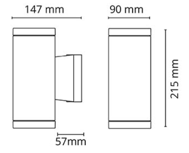 Dimensions SG Lighting Echo 2 x GU10