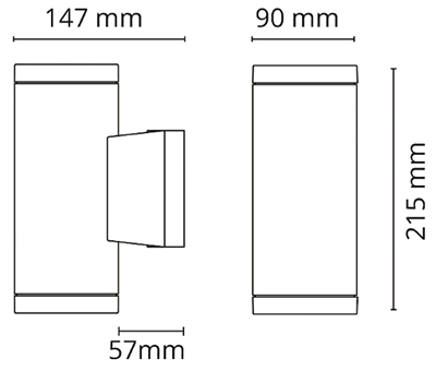 Dimensions SG Lighting Metro 2xGU10