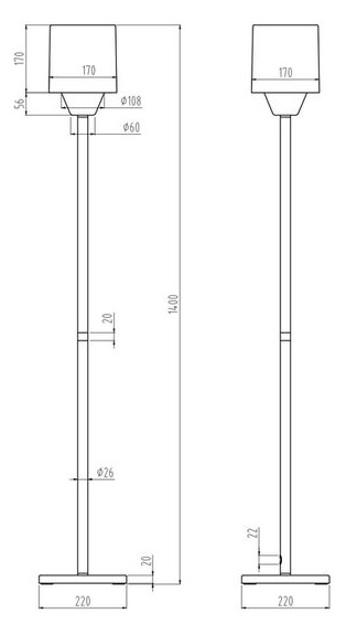 Dimensions lampadaire TRIO KAMA