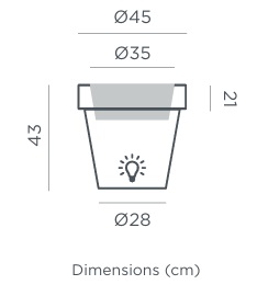 Dimensions pot lumineux New Garden Magnolia 45