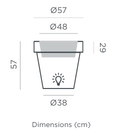 Dimensions pot lumineux New Garden Magnolia 60